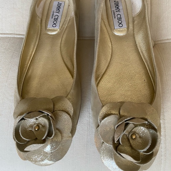 Jimmy Choo Gold Ballerina Flats - Size 37 c/w Box & Dustbag -Excellent Condition - Picture 4 of 14